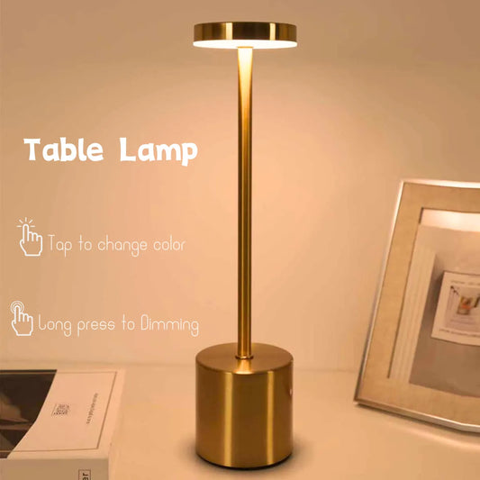 Lampe Table LED Rechargeable, Tactile, Métal, 3 Couleurs, Chevet, Bar, Extérieur, Déco, Veilleuse