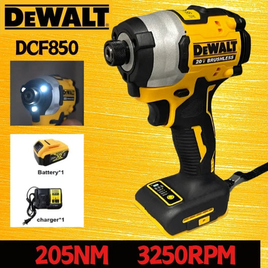 DEWALT DCF850 18V Impact Driver 205NM Brushless Motor Cordless Rechargable Screwdriver Electric Impact Drill Power Tools