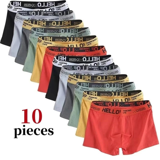 Lot de 10 boxers pour hommes, mode extensible, respirants et doux, tailles S-XL