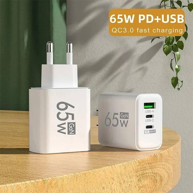 Chargeur USB Type C rapide 65W - PD 3.0 - Adaptateur mural pour téléphone