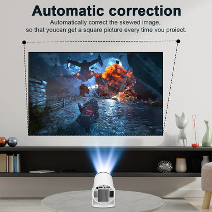 Projecteur 4K Android 11 avec Wifi6 Dual, 200 ANSI Lumens - Cinéma Maison et Extérieur - Portable et Polyvalent