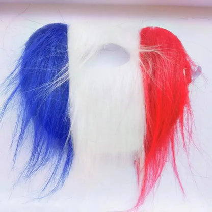 Perruques, chapeaux et barbes aux couleurs du drapeau français, euro 2024