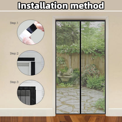 Rideau de porte magnétique sans perçage : Protection contre les moustiques et les insectes. Fermeture automatique. Ventilation domestique.