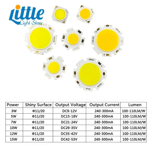 Pack 5, Ampoule LED, Ø11mm Ø20mm, 3W 5W 7W 10W 12W 15W, Puce LED, Lampe Spot