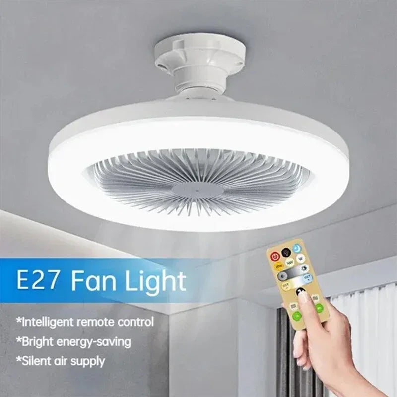 Ventilateur plafond intelligent 3-en-1 télécommande éclairage E27 chambre salon